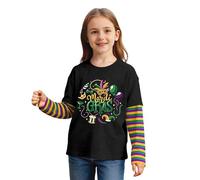 Maglietta Ragazzo Manica Corta Top - Maglietta a Maniche Lunghe in Due Pezzi per Ragazzi e Ragazze Perfetta per Le Feste Informali Perfetta per Bambini dai 2 ai 12 Anni (Black 5-6 Years)