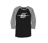 Maglietta Raglan Baseball Antisimbole Foglia Adulto Naruto Shippuden
