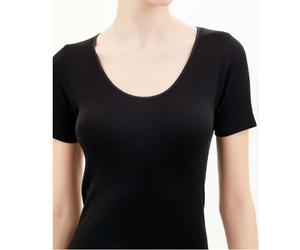 Maglietta RAGNO lana cotone sulla pelle manica corta sintonia 72457 bianco nero