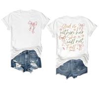 Maglietta religiosa da donna con scritta in lingua inglese "God is Within Her She Will Not Fall", bianco-2, S