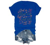 Maglietta religiosa da donna con scritta in lingua inglese "God is Within Her She Will Not Fall", Blu reale-1, S