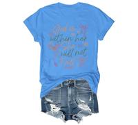 Maglietta religiosa da donna con scritta in lingua inglese "God is Within Her She Will Not Fall", Carolina Blue-1, S