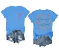 Maglietta religiosa da donna con scritta in lingua inglese "God is Within Her She Will Not Fall", Carolina Blue-2, S
