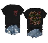Maglietta religiosa da donna con scritta in lingua inglese "God is Within Her She Will Not Fall", Nero-2, S