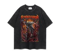 Maglietta retrò Chainsaw Man Washed Street Makima Oversized Cosplay a Maniche Corte