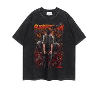 Maglietta retrò Chainsaw Man Washed Street Makima Oversized Cosplay a Maniche Corte