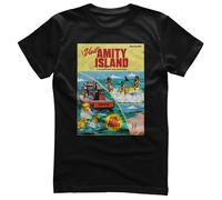 Maglietta Retro Da Uomo Ufficialmente Licenziata JAWS - Visita Amity Island