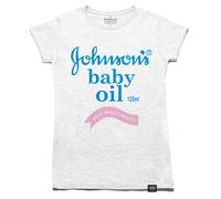Maglietta Retro Divertente Donne Baby Oil Johnson Classica Vintage