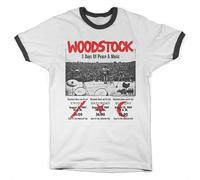 Maglietta Ringer Da Uomo Con Licenza Ufficiale Woodstock - Biglietto Di 3 Giorni