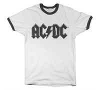 Maglietta Ringer Da Uomo Con Logo Nero AC/DC Ufficialmente Licenziata