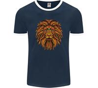 Maglietta Ringer Lion Uomo Mandala Art FotL