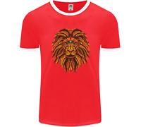 Maglietta Ringer Lion Uomo Mandala Art FotL