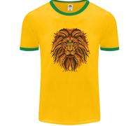 Maglietta Ringer Lion Uomo Mandala Art FotL