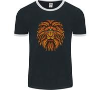 Maglietta Ringer Lion Uomo Mandala Art FotL