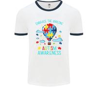 Maglietta Ringer Uomo Autism Awareness Fruit of the Loom Cotone Jersey
