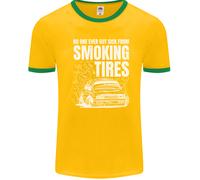 Maglietta Ringer Uomo Drifting Auto Pneumatici In Fiamme FotL