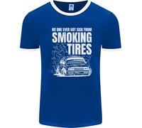 Maglietta Ringer Uomo Drifting Auto Pneumatici In Fiamme FotL