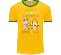 Maglietta Ringer Uomo Fruit of the Loom ADHD cani e bradipi con stampa