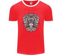 Maglietta Ringer Uomo Lion Mandala Art FotL