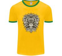 Maglietta Ringer Uomo Lion Mandala Art FotL