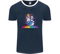 Maglietta Ringer Uomo Mystical Panda Bear Unicorn Cat E Shark FotL