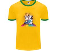 Maglietta Ringer Uomo Mystical Panda Bear Unicorn Cat E Shark FotL