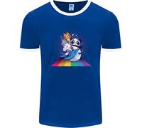 Maglietta Ringer Uomo Mystical Panda Bear Unicorn Cat E Shark FotL