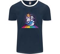 Maglietta Ringer Uomo Mystical Panda Bear Unicorn Cat E Shark FotL