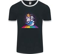Maglietta Ringer Uomo Mystical Panda Bear Unicorn Cat E Shark FotL