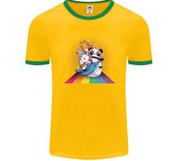 Maglietta Ringer Uomo Mystical Panda Bear Unicorn Cat E Shark FotL
