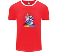 Maglietta Ringer Uomo Mystical Panda Bear Unicorn Cat E Shark FotL