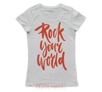 MAGLIETTA ROCK YOUR WORLD maglia donna spacca il mondo fashion cool T-SHIRT GIRL