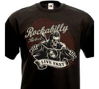 Maglietta Rockabilly Rebel - Live Fast 'N Biker Motocicletta Teddy Ragazzo
