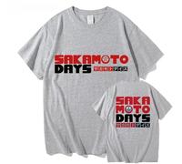 Maglietta Sakamoto Days Anime, Maglia Casual, Maniche Corte, Stile Pullover, Stile Harajuku (Grey,3XL)