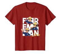 Maglietta Sam il Pompiere per Bambino, Ufficiale, Sam 87 Maglietta, Bambini, Mirtillo Rosso, 2 anni