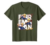 Maglietta Sam Il Pompiere per Bambino, Ufficiale, Sam 87 Maglietta, Bambini, Oliva, 2 Anni