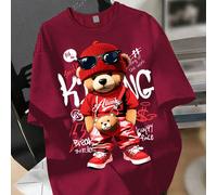 maglietta semplice e casual a maniche corte con collo tondo, adatta per ragazzi pre-adolescenti d'estate 8Y,9Y,10Y,11Y,12YAnimale,Fumetto,LettereTessuto