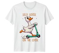 Maglietta Silly Goose On The Loose Funny Animal Pun Goose Scooter