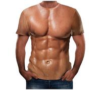 Maglietta simulata per uomini muscolosi, divertente stampa 3D, top da uomo, bodybuilding, simulato, tatuaggio muscolare, casual, pelle nuda, pettorale, maglietta divertente streetwear 34-38, 5XL,