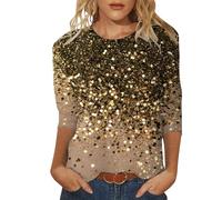 Maglietta Sottogiacca Blusa Elegante Bianca Blusa Paillettes Oro Blusa A Maniche Corte Magliette Bianche con Scritte Maglietta Mezze Maniche Donna Blusa Estiva all Uncinetto Canotta Paillettes