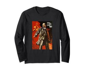 Maglietta Sovietica UDSSR Propaganda VTG Lenin Forever Poster Maglia a Manica