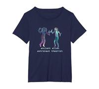 Maglietta Spaziale Divertente teorico Astronauta Alieno Antico Maglietta, Donna Plus-Size, Navy, 2X