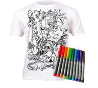 Maglietta Splat Planet Color in Zoo con 10 pennarelli magici lavabili e atossici - Colora e lava e colora di nuovo - Maglietta bianca