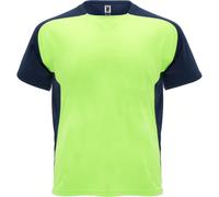 Maglietta sportiva a maniche corte Bugatti per bambini/ragazzi (Verde fluo/Blu navy) 100% poliestere. Tessuto: maglia, tecnico. Design: pannello a contrasto. Scollo: girocollo. Tipo di manica: raglan,