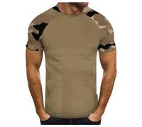 Maglietta sportiva a maniche corte da uomo, traspirante, mimetica, a maniche corte, a compressione, per lo sport, la palestra, la tuta estiva, verde militare, XXL