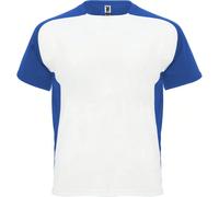 Maglietta sportiva a maniche corte per bambini/bambine Bugatti (bianca/blu reale) 100% poliestere. Tessuto: maglia, tecnico. Design: pannello a contrasto. Scollo: girocollo. Tipo di manica: raglan, ma