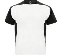Maglietta sportiva a maniche corte per bambini/ragazzi Bugatti (nero/bianco tinta unita) 100% poliestere. Tessuto: maglia, tecnico. Design: pannello a contrasto. Scollo: girocollo. Tipo di manica: rag