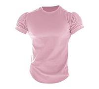 Maglietta sportiva da uomo a compressione tattica in cotone elasticizzato militare, maglia casual a maniche corte, Rosa, XL