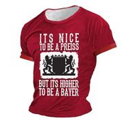 Maglietta sportiva da uomo, casual, comoda, alla moda, sportiva, con scollo rotondo, maniche corte, da uomo, con stampa europea dei soldati tedesca, Colore: rosso, S