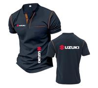 Maglietta Sportiva da Uomo Henley per Allenamento su.ZU.K.I Maniche Corte con Colletto Alto E Colori A Contrasto. Polo Grafiche A Mezza Manica-ZQS||x_l